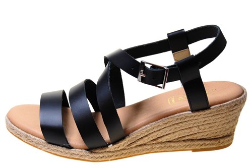 Espadrilles sandalen kruisband- zwart