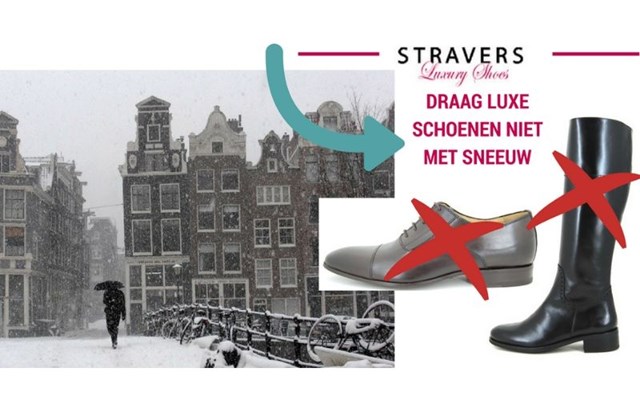 Geen leren schoenen in de sneeuw  dragen