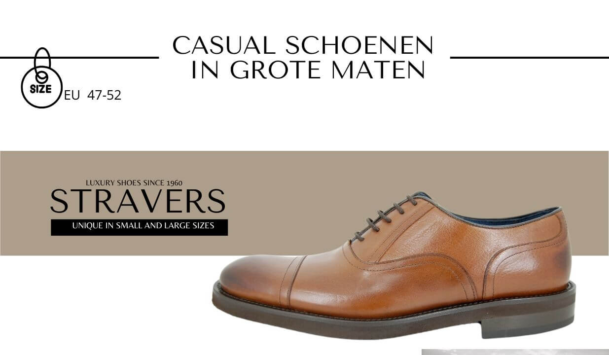 Grote casual schoenen voor heren : Maten 47, 48, 49, 50, 51, 52 53 | Stravers