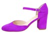 Pumps met blokhak en  bandjes -  fuchsia suede