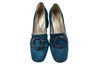 Loafer met blokhak - petrol groen suede foto 3