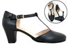 Zwarte leren T-band pumps foto 6