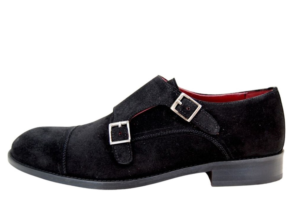 Gespschoenen met Dubbele Gesp zwart suede Kleine Maten