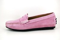Mocassins Penny Loafers - roze suede in grote maten