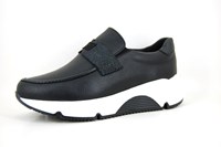Instap Sneakers - zwart leer in kleine sizes