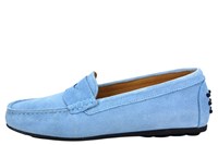 Italiaanse Mocassins Instappers Dames - lavendel blauw suede in grote maten