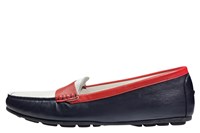 Tijdloze mocassin rood-wit-blauw in grote sizes