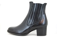 Chelsea Boots met Hak - zwart leer in grote maten