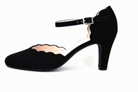 Luxe wreefband pumps - zwart suede in grote sizes