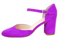 Pumps met Blokhak en Bandjes - neon fuchsia in grote maten