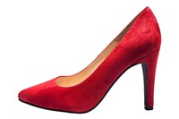 Spitse pumps - rood suede in grote sizes