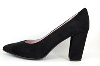 Chique Pumps Suede Zwart Blokhak in kleine sizes