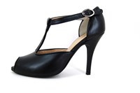 Peeptoe Pumps met Hak en Bandje - zwart