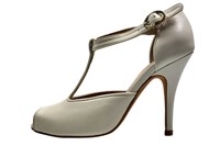 Peeptoe Pumps met Bandjes Stiletto Hak - creme wit in kleine maten