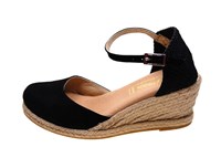 Espadrilles met Sleehakken - zwart in grote sizes