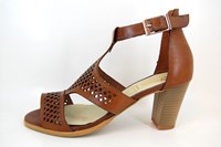 Sandalen met Hak en Bandjes - naturel bruin in grote maten