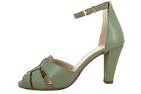 Peeptoe Pumps met Bandje en Hak - groen in grote sizes