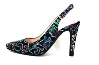 Exclusieve Multicolor Slingback Pumps - zwart in grote sizes