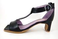 Peeptoe Sandalen met Bandje en Hak - zwart in grote maten