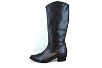 Lange Hoge Western Laarzen - zwart leer in kleine sizes