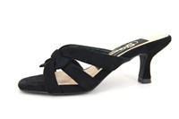 Slippers met Queenie Hakje Kitten Heels - zwart in kleine sizes