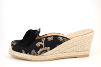 Retro sleehak espadrilles - zwart in kleine maten