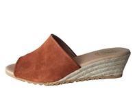 Espadrille Slippers met sleehakken - cognac in grote maten