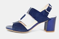 Sandalen met dikke hak - blauw in grote sizes