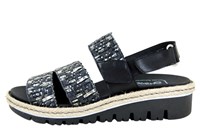 Luxe leren Raffia Look Sandalen - zwart zilver in kleine maten