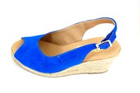 Peeptoe Espadrilles Sandalen Sleehakken - blauw in grote sizes