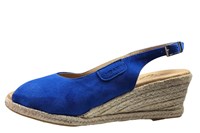 Peeptoe Espadrilles Sandalen Sleehakken - blauw in grote maten