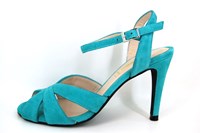 Sexy sandalet hoge hak - turquoise in grote maten