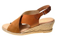 Espadrilles duoband leer en suede - bruin in grote maten