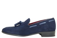 Herenschoenen met kwastjes - blauw suede in kleine sizes