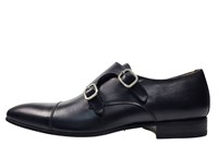 Double Monk Straps - zwart leer in kleine sizes