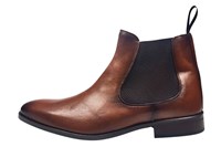 Nette Chelsea Boots Heren - cognac bruin leer in grote sizes