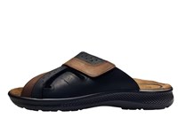 Leren heren slipper met kruisband -zwart en bruin in grote maten