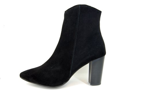 Puntige Korte Laarzen - zwart suede