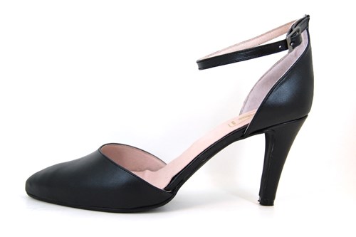 Pumps met enkelbandje zwart | Kleine Maten | Open schoenen Leren pumps met open neus | Dames | MANFIELD | Hakken, Pumps