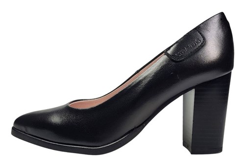 Puntige Pumps met Dikke Hak - zwart