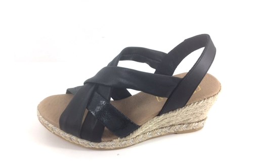 Espadrilles Sandalen met Sleehak - zwart | Grote Maten Sandalen & Slippers | Luxe Schoenen