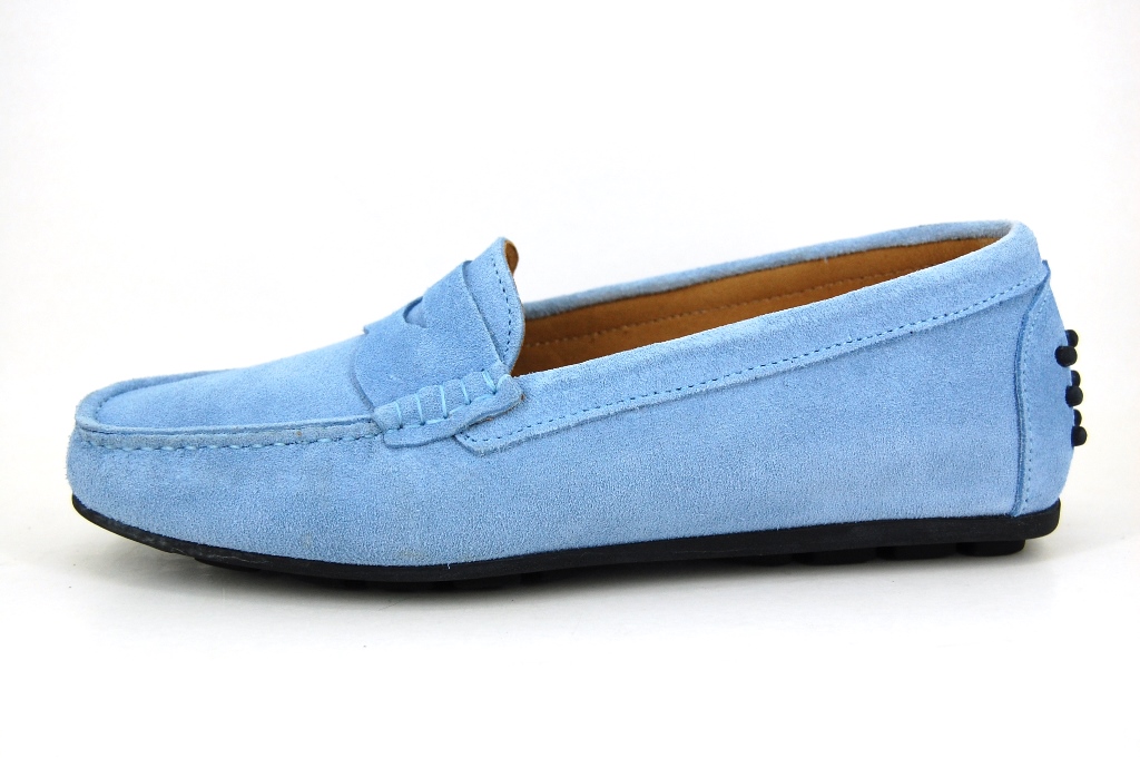 muis blad Inwoner Italiaanse Mocassins Instappers Dames - lavendel blauw suede | Grote Maten  | Platte schoenen | Stravers Luxe Schoenen
