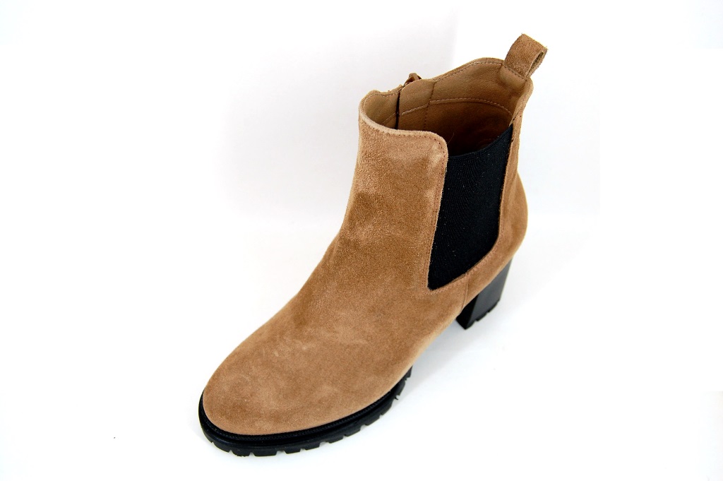 Comfortabele Trendy Chelsea Boots met Hak - naturel kleur Grote | Enkellaarzen | Stravers Luxe Schoenen